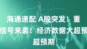 海通速配 A股突发！重磅信号来袭！经济数据大超预期